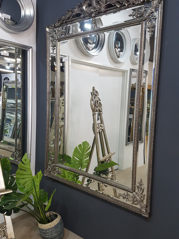 Silver framed mirror