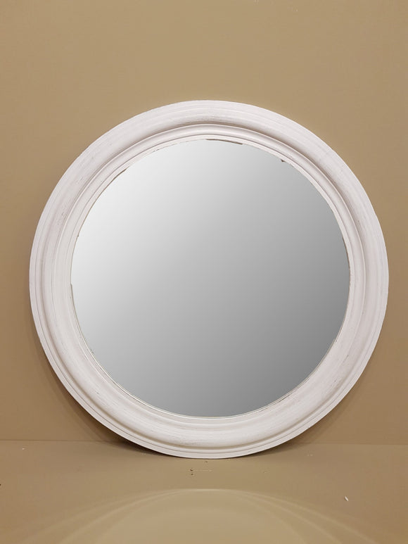 Brush Grey Round Mirror