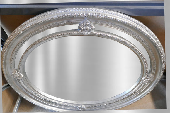 Oval Framed Silver Mirror